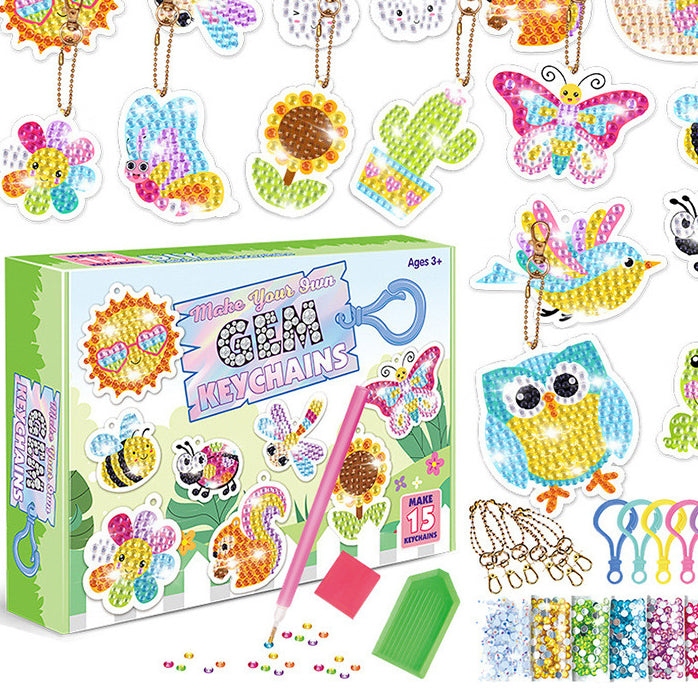 Wholesale Plastic 5d Diamond Painting Kids Keychain